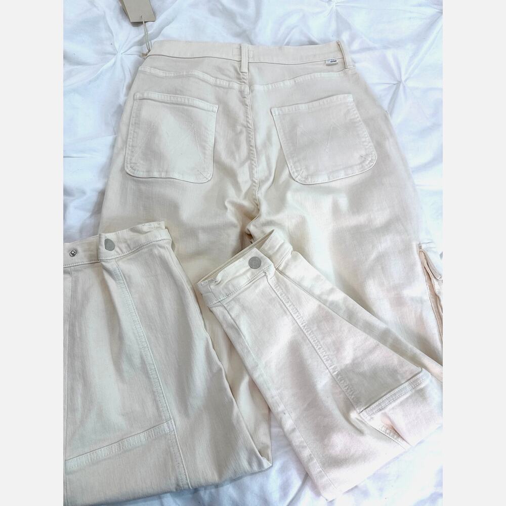 Mother The Curbside Cargo Flood Pants Eggnog 33 NWT Barrel Leg - Picture 6 of 12